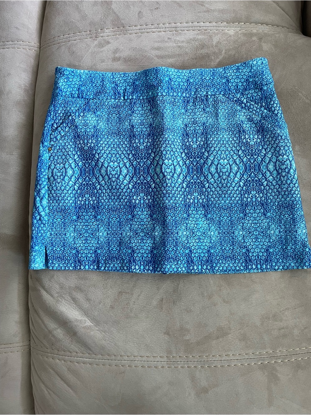 Vibrant Blue Printed Mini Skirt
